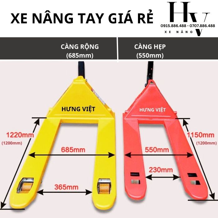 Xe nâng tay 2.5 tấn (2500kg) giá rẻ Hưng Việt