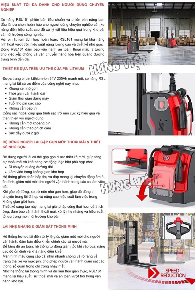 Điểm nổi bật xe nâng điện có bàn đứng EP RSL161(i)