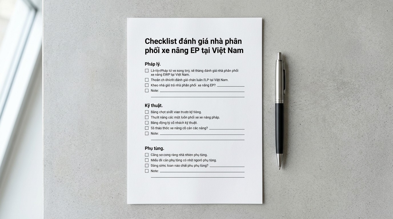 Checklist đánh giá nhà phân phối xe nâng EP tại Việt Nam về pháp lý, kỹ thuật và phụ tùng
