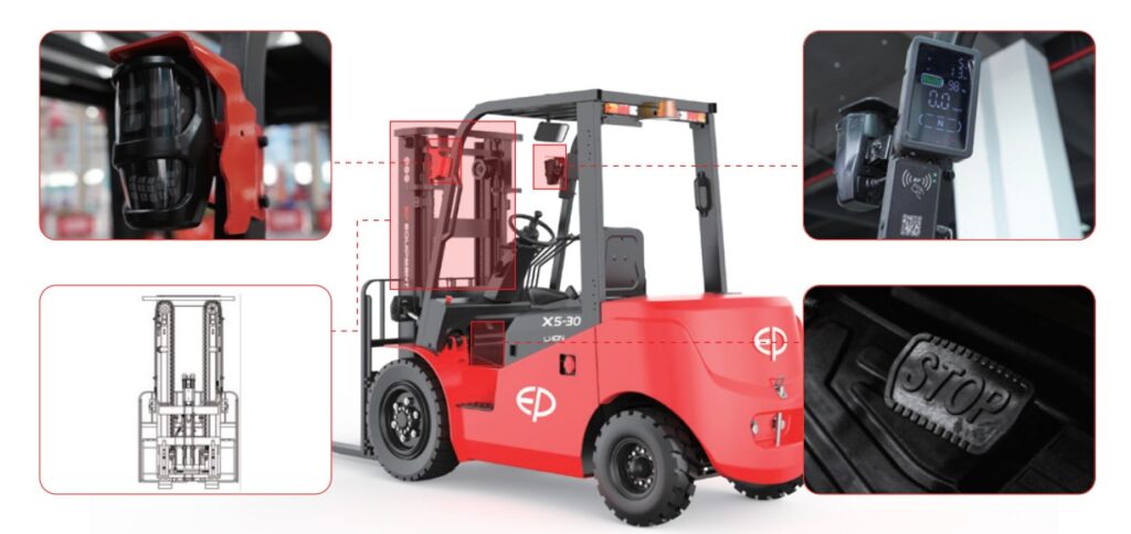 Bố trí buồng lái và vị trí các cần điều khiển trên xe nâng điện ngồi lái X5 Series